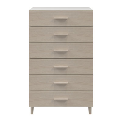 GoodHome Atomia Freestanding Matt White Oak Effect 6 Drawer Chest Of Drawers (H)1125mm (W)750mm (D)450mm from B&Q