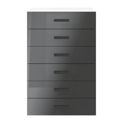 B&Q -  Atomia Freestanding Gloss Anthracite & White 6 Drawer Chest Of Drawers (H)1125mm (W)750mm (D)450mm