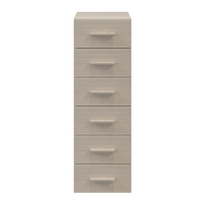 B&Q -  Atomia Freestanding Matt Oak Effect 6 Drawer Chest Of Drawers (H)1125mm (W)375mm (D)450mm