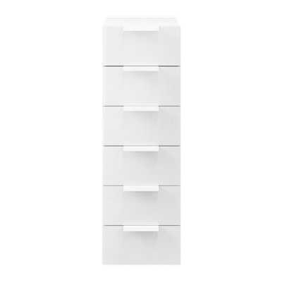 B&Q -  Atomia Freestanding Matt White No Effect 6 Drawer Chest (H)1125mm (W)375mm (D)450mm