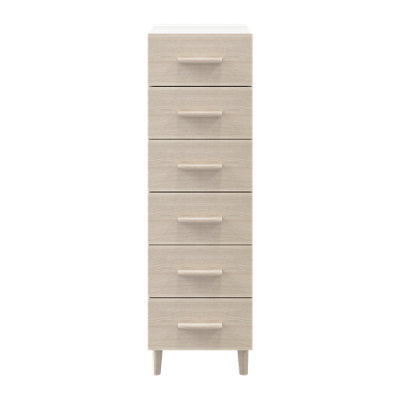 B&Q -  Atomia Freestanding Matt White Oak Effect 6 Drawer Chest Of Drawers (H)1125mm (W)375mm (D)450mm