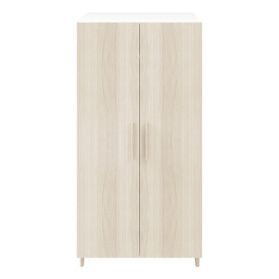 B&Q -  Atomia Freestanding Matt White Oak Effect Chipboard Wardrobe (H)1875mm (W)1000mm (D)580mm