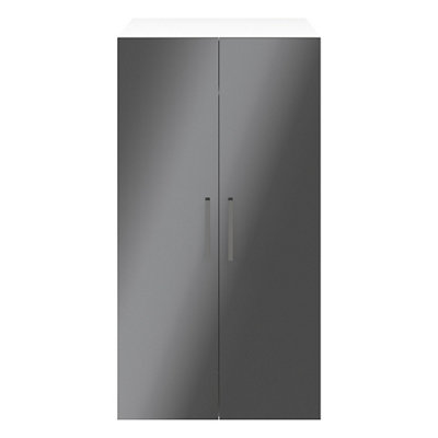 B&Q -  Atomia Freestanding Gloss Anthracite & White Chipboard Wardrobe (H)1875mm (W)1000mm (D)580mm