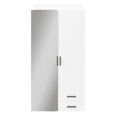 B&Q -  Atomia Freestanding Matt White Chipboard Mirrored Wardrobe (H)1875mm (W)500mm (D)580mm