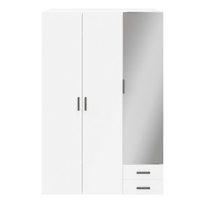 GoodHome Atomia Freestanding Matt White Chipboard Mirrored Triple 2 Drawer Wardrobe (H)2250mm (W)1000mm (D)580mm from B&Q