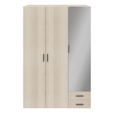 B&Q -  Atomia Freestanding Matt Oak Effect Chipboard Mirrored Wardrobe (H)2250mm (W)1500mm (D)580mm