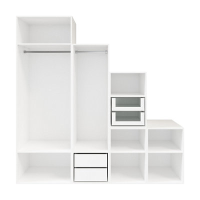 B&Q -  Atomia Freestanding White Chipboard WardrobeClothing & Shoes Organiser (H)2250mm (W)750mm (D)580mm