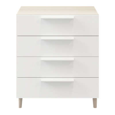B&Q -  Atomia Freestanding Matt White Oak Effect 4 Drawer Chest (H)550mm (W)750mm (D)450mm