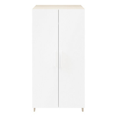 B&Q -  Atomia Freestanding Matt White Oak Effect Particle Board Wardrobe (H)1975mm (W)1000mm (D)600mm