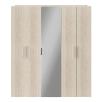 B&Q -  Atomia Freestanding Matt Oak Effect Chipboard Mirrored Wardrobe (H)2250mm (W)750mm (D)580mm