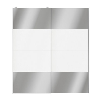 GoodHome Atomia Freestanding Contemporary Panelled Mirrored Gloss White 2 Door Sliding Wardrobe Door Kit (H)2250mm (W)2000mm from B&Q