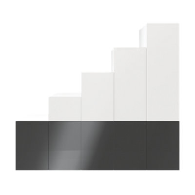 GoodHome Atomia Gloss Anthracite & White Chipboard Wardrobe (H)2250mm (W)3000mm (D)580mm from B&Q