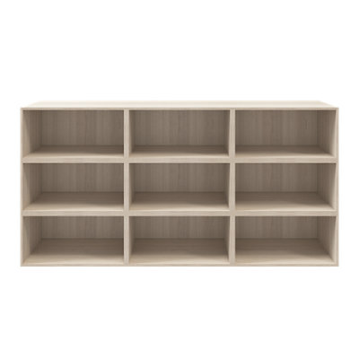 B&Q -  Atomia Freestanding Matt Oak Effect Wall-Mounted 9 Shelf Rectangular Bookcase(H)1125mm (W)2250mm