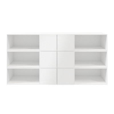 B&Q -  Atomia 6 Door Matt White Bookcase (H)112.5Cm X (W)225Cm X (D)35Cm