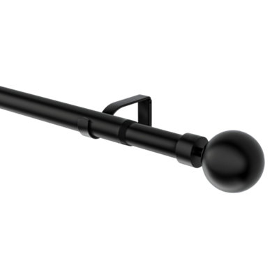 GoodHome Araxos Matt Black Extendable Ball Single Curtain Pole Set(L)2000mm-3300mm (Dia)28mm from B&Q