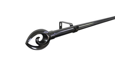 B&Q -  Kilmos Gloss Black Nickel Effect Extendable Bullet Curtain Pole Set(L)1200mm-2100mm (Dia)28mm