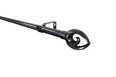 GoodHome Kilmos Gloss Black Nickel Effect Extendable Bullet Curtain Pole Set(L)2000mm-3300mm (Dia)28mm from B&Q