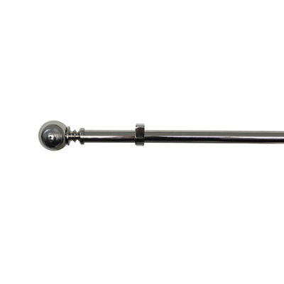 GoodHome Olympe Grey Chrome Effect Extendable Ball Single Curtain Pole Set Set(L)1200mm-2100mm (Dia)28mm from B&Q