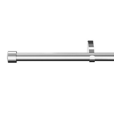GoodHome Olympe Grey Chrome Effect Extendable Cap Single Curtain Pole Set(L)2000mm-3300mm (Dia)28mm from B&Q