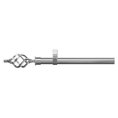GoodHome Olympe Grey Chrome Effect Extendable Swirl Single Curtain Pole Set Set(L)2000mm-3300mm (Dia)28mm from B&Q