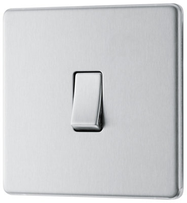 GoodHome 20A Single 2 Way Flat Screwless Intermediate Switch Matt Steel Effect from B&Q