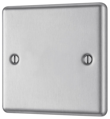 GoodHome Brushed Steel 1 Gang Single Blanking Plate