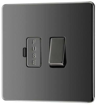GoodHome Black Nickel 13A 2 Way Flat Profile Screwless Switched Fused Connection Unit from B&Q