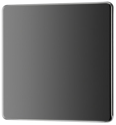 GoodHome Black Nickel 1 Gang Single Screwless Blanking Plate
