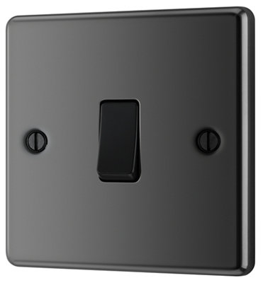 GoodHome 20A Single 2 Way Raised Rounded Screwed Intermediate Switch Gloss Black Nickel Effect from B&Q