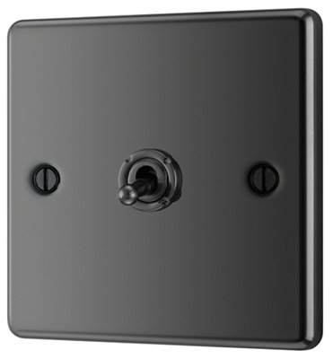 GoodHome 20A 2 Way 1 Gang Toggle Switch Gloss Black Nickel Effect from B&Q