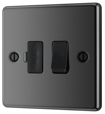 GoodHome Black Nickel 13A 2 Way Raised Rounded Profile Screwed Switched Fused Connection Unit from B&Q