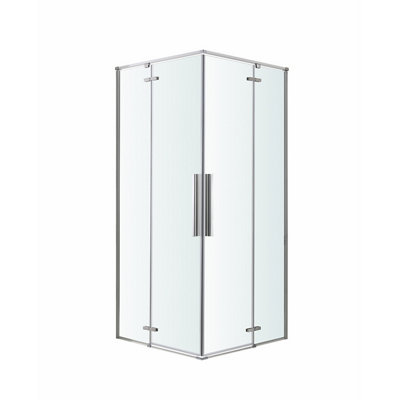 GoodHome Ezili Clear Silver Effect Corner Shower EnclosureHinged Door (W)79Cm (D)79Cm from B&Q