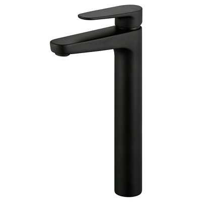 GoodHome Cavally Tall Matt Black Round Sink Or Worktop Mono Mixer Tap from B&Q