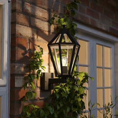 B&Q -  Radley Fixed Matt Black Mains-Powered Outdoor Up Wall Light