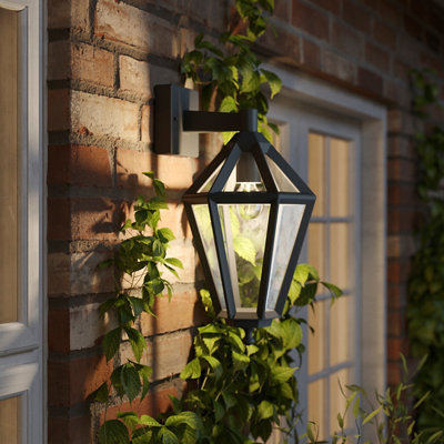 B&Q -  Radley Fixed Matt Black Mains-Powered Outdoor Down Wall Light