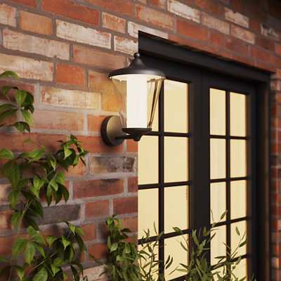 B&Q -  Haro Fixed Matt Dark Grey Mains-Powered Integrated Led Outdoor Lantern Wall Light 1000Lm (Dia)20.5Cm