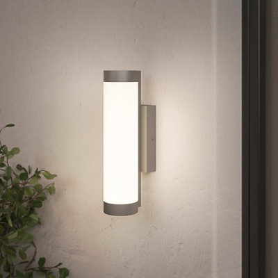 B&Q -  Callisto Fixed Matt Dark Grey Mains-Powered Integrated Led Outdoor Contemporary Wall Light 1400Lm (Dia)7.6Cm