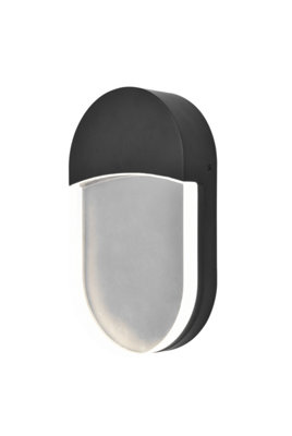 B&Q -  Fixed Matt Black Mains-Powered Integrated Led Outdoor Wall Light 400Lm
