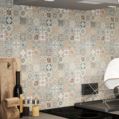 GoodHome Diriana Multicolour Matt Stone Effect Natural Stone Mosaic Tile Sheet(L)300mm (W)300mm from B&Q