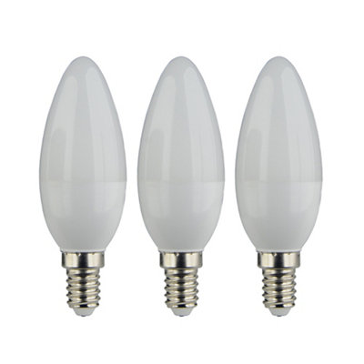 B&Q -  E14 4.2W 470Lm 180° Frosted Candle Warm White Led Light BulbPack Of 3