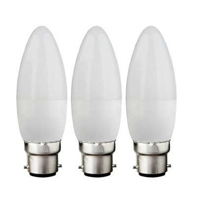 B&Q -  B22 4.2W 470Lm 180° Frosted Candle Warm White Led Light BulbPack Of 3