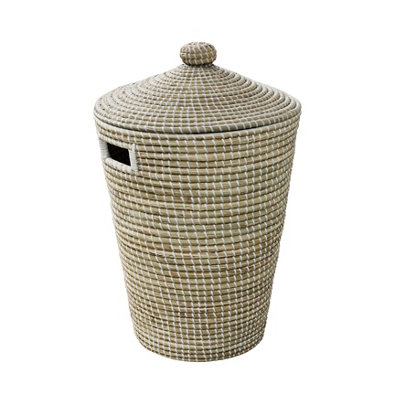 GoodHome Bonetta Seagrass & White Polyester (Pes) & Seagrass Laundry Bin44L from B&Q