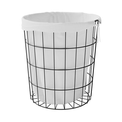 GoodHome Aetna Black & White Polyester (Pes) Laundry Bag50L from B&Q
