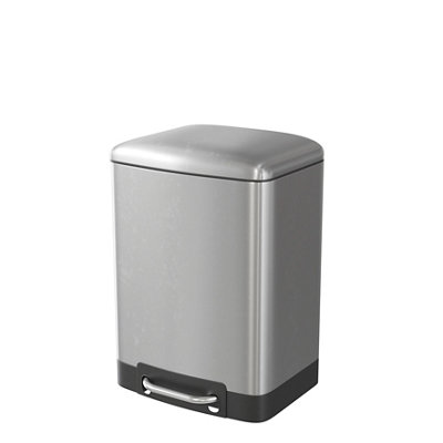 GoodHome Elland Silver Metal Bathroom Bin5L from B&Q