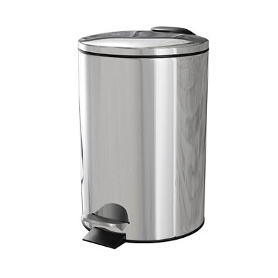 GoodHome Koros Chrome Effect Metal Bin -3L from B&Q