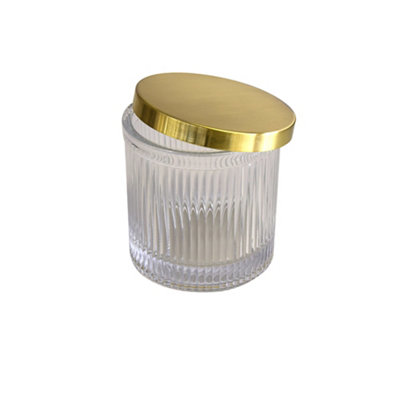 GoodHome Gold Effect Ribbed Bathroom Cotton Holder from B&Q