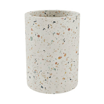 GoodHome Elland Matt Beige Terrazzo Effect Concrete & Polyresin Tumbler from B&Q