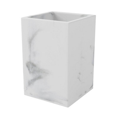 GoodHome Elland Matt White & Grey Marble Effect Polyresin Tumbler from B&Q