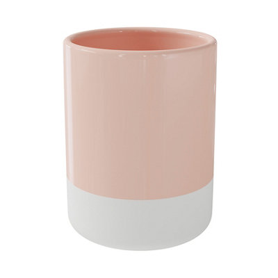 GoodHome Koros Gloss & Matt White & Pink Blush Ceramic Tumbler from B&Q