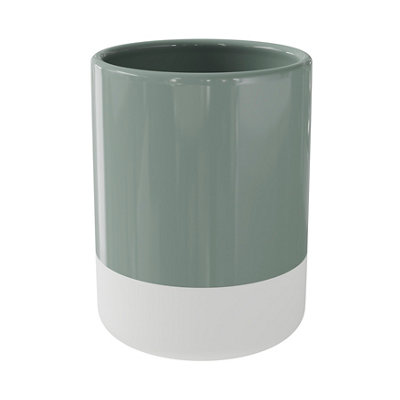GoodHome Koros Gloss & Matt White & Sage Grey Ceramic Tumbler from B&Q